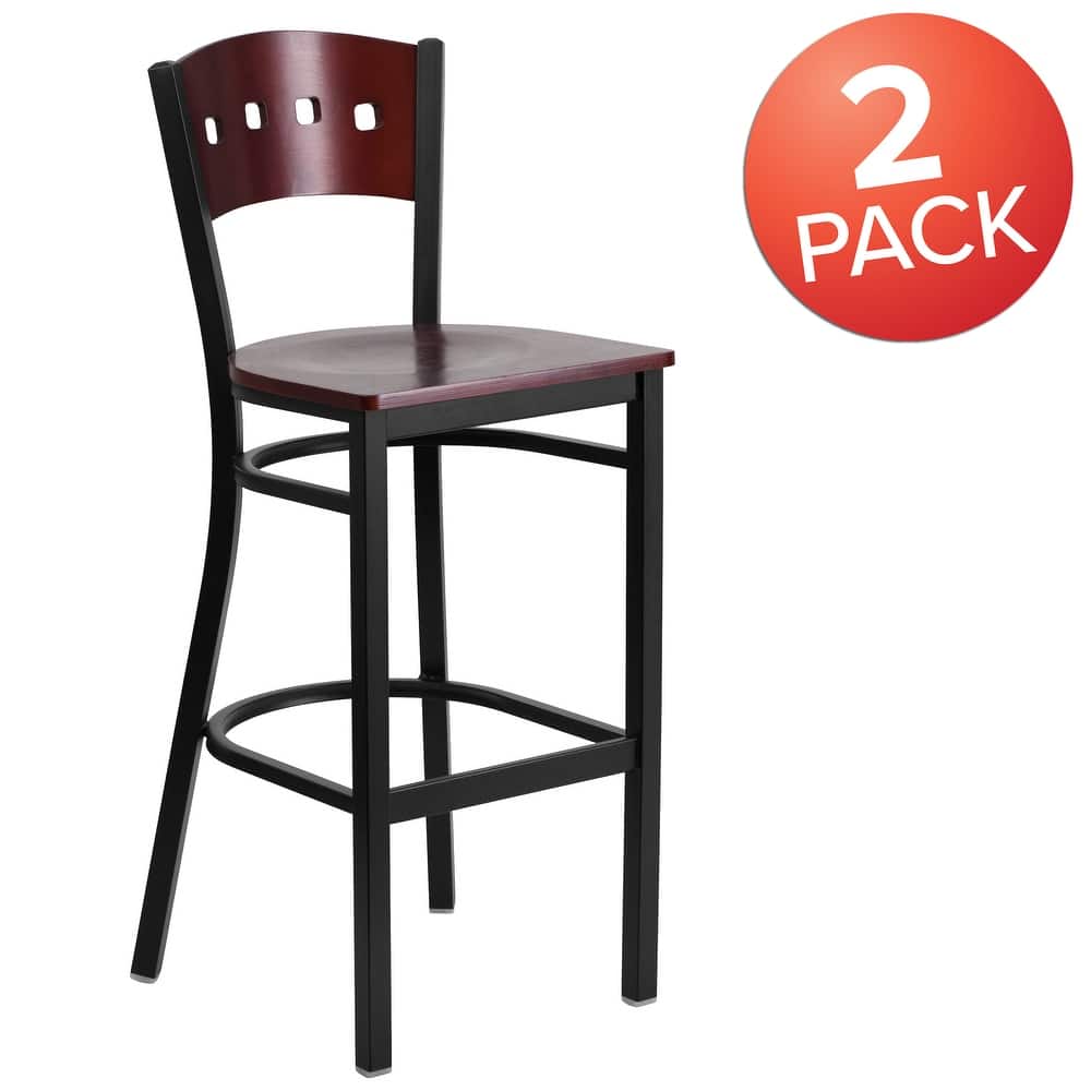2 Pk. Hercules Series Decorative 4 Square Back Metal Restaurant Barstool - 19.75"W x 20"D x 43"H