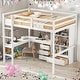 preview thumbnail 1 of 24, Full Size Loft Bed with Desk,Storage Shelves and Drawers White