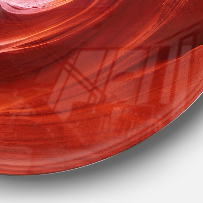 Designart 'Illuminated Antelope Canyon' Landscape Photo Round Metal Wall Art