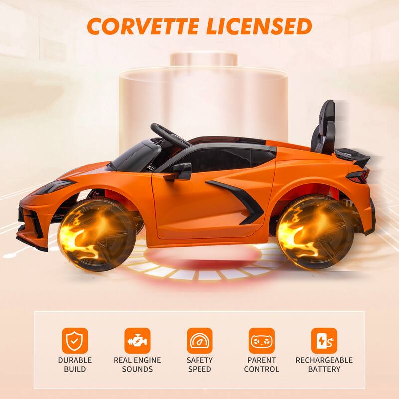 12V Kids Ride On Car Sports Licensed Corvette Electric Car Toy for Kids Best Gifts