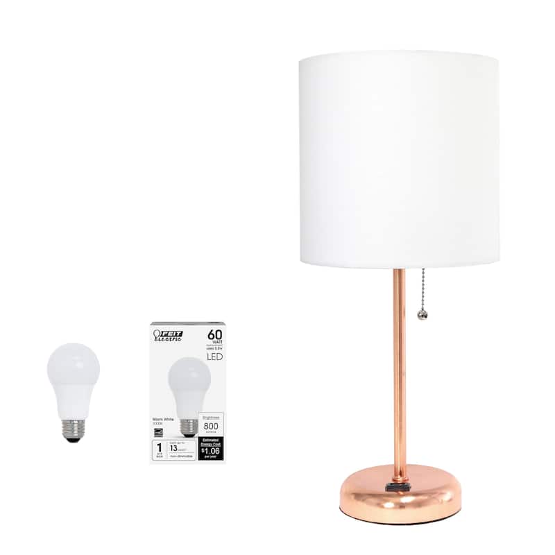 19.5" Modern Table Lamp with USB Charging Port and Fabric Shade for Home Office or Bedroom