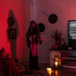 Halloween Vampire Decoration with LED Lights, Creepy Sound Effects & Moveable Hands - Scary Haunted House Prop