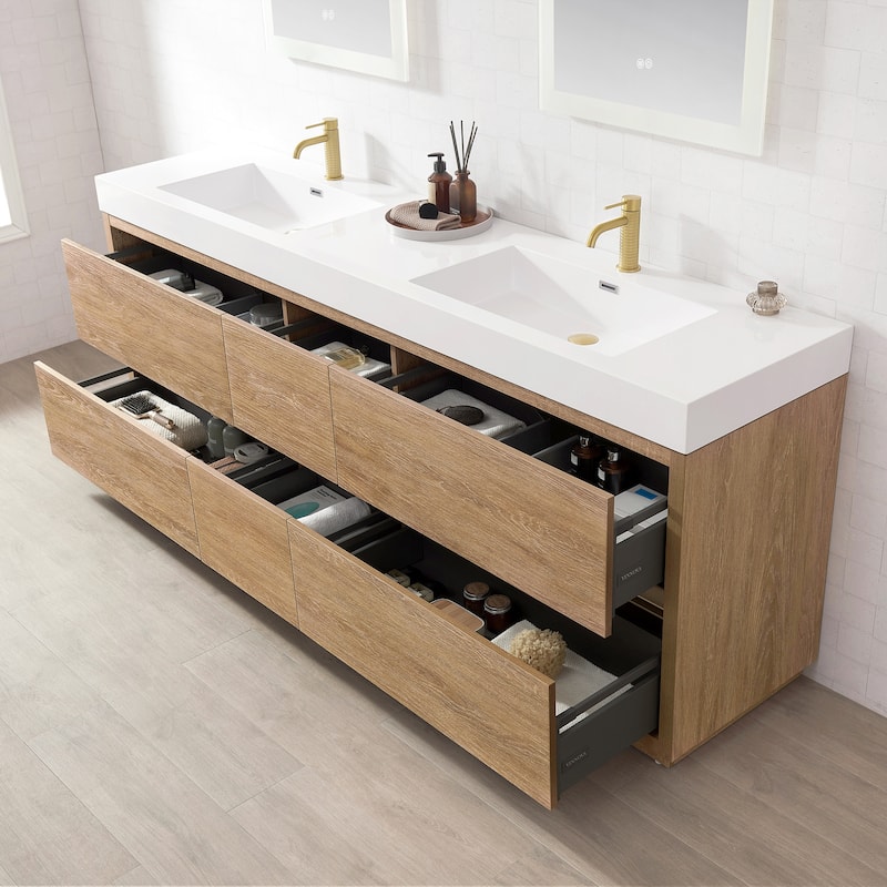 Huesca Double Bath Vanity with Composite Sink Top without Mirror