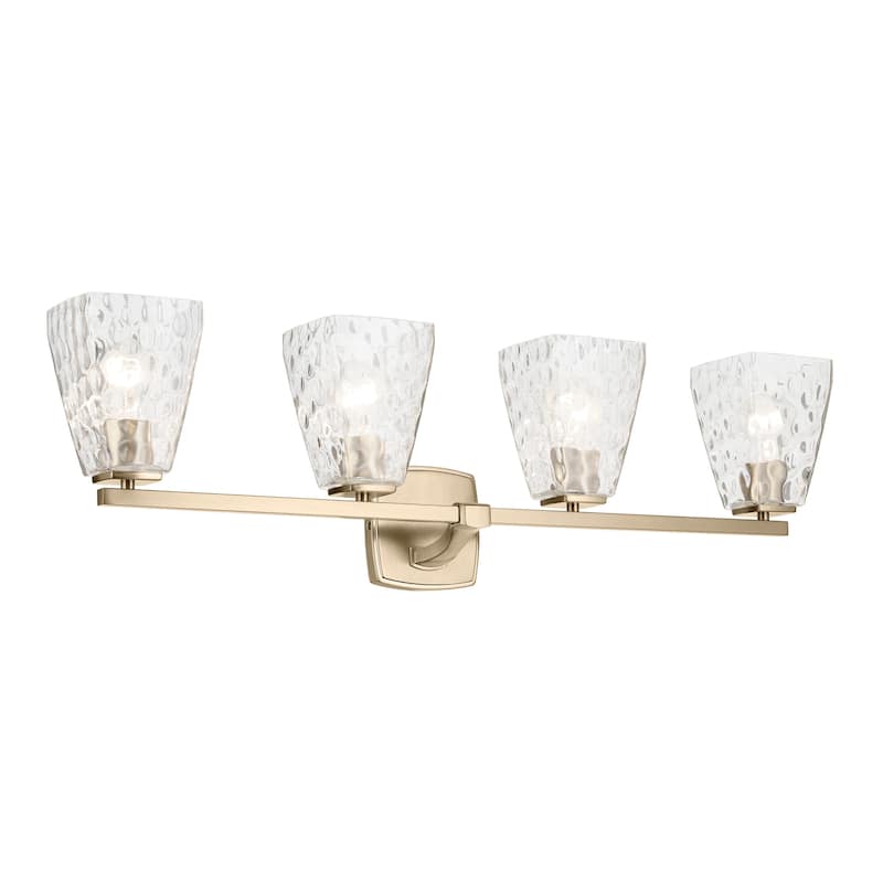 Kichler Lighting Marant 33.25" 4-Light Vanity Light with Clear Water Glass in Champagne Bronze