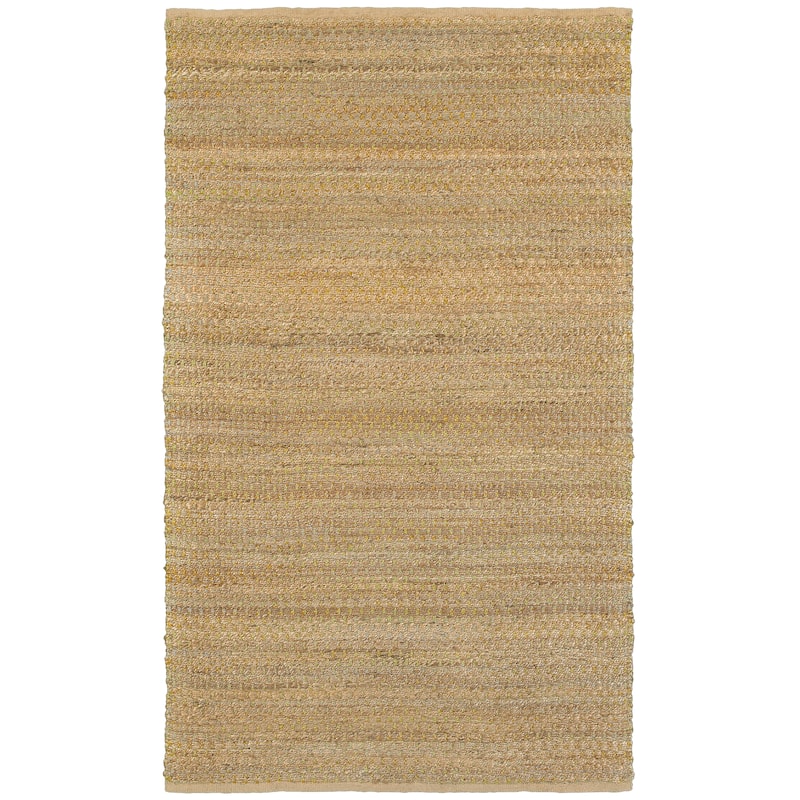 Nevaeh Green Striped Hand-Woven Jute Indoor Area Rug by Sevita - 5' x 7'9"
