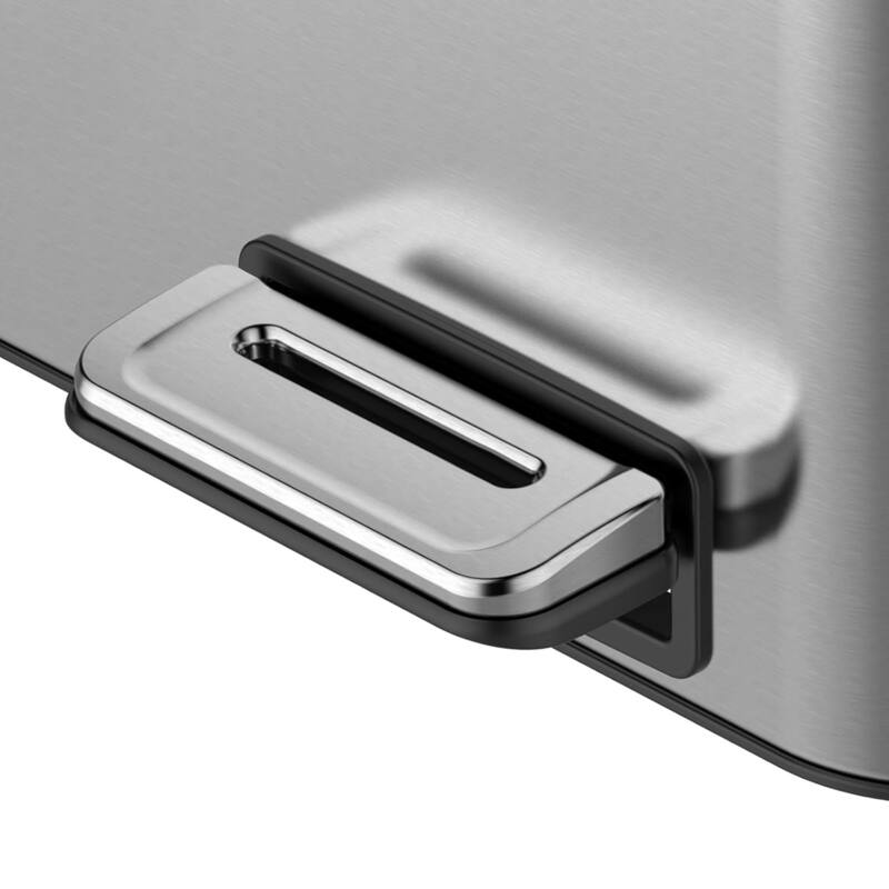 2 x 4 Gal (2 x 15L) Trash Can, Stainless Steel Dual Compartment Step-On Recycling Bin