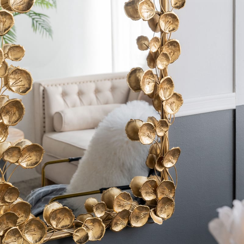 61" x 31" Full Length Mirror with Golden Leaf Accents