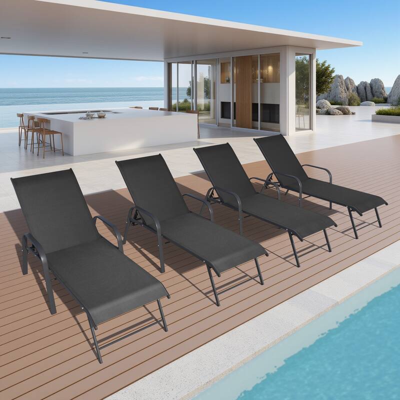 Crestlive Products Outdoor Patio Adjustable Chaise Lounge Chairs Set