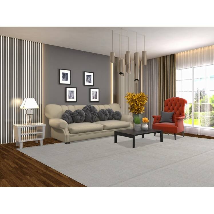 Hand Woven Oriental Cotton Carpet Modern Solid Beige & Ivories Kilim Area Rug - 11' 4'' X 9' 4''