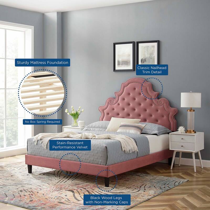 Gwyneth Tufted Performance Velvet Full Platform Bed
