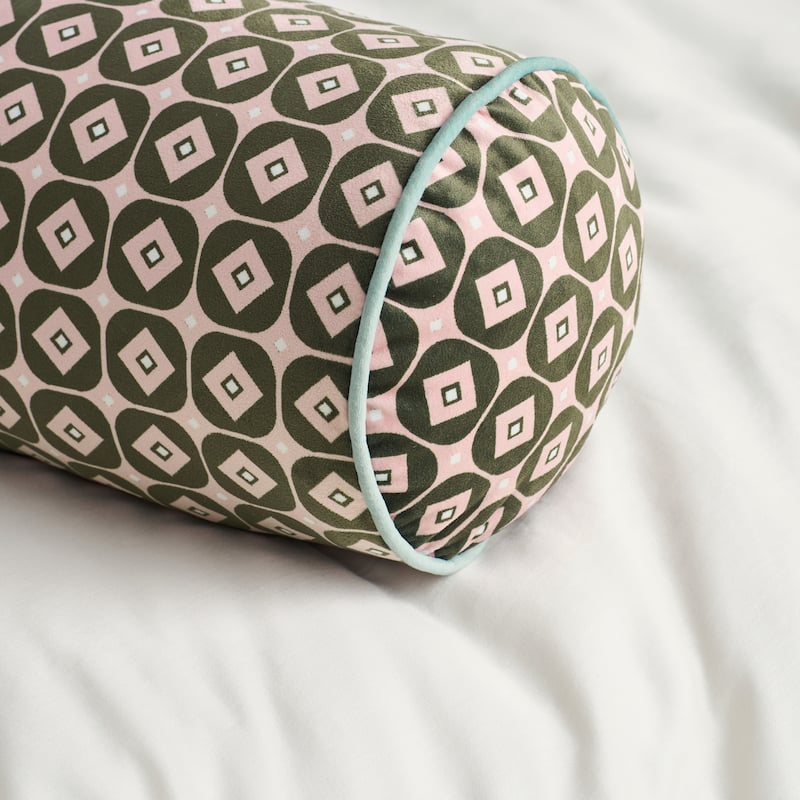 Ted Baker Retro Printed Velvet Bolster Pillow
