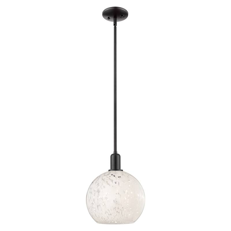 Innovations Lighting Endless Possibilities Arcadia - White Mouchette - 1 Light 10" Stem Hung Mini Pendant - Matte Black