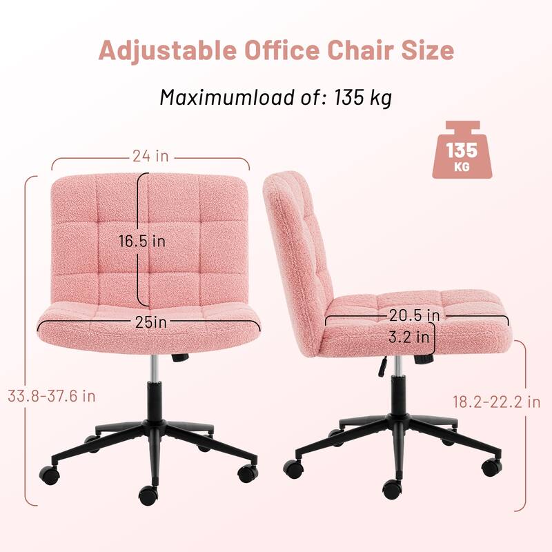 Home Office Desk Chair Armless Office Desk Chair with Cashmere Lumbar Support Adjustable Height, for Home Office Study Room