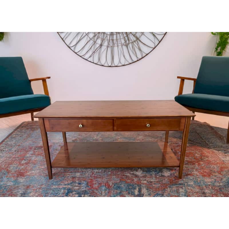 Solid Bamboo Coffee Table with Drawers