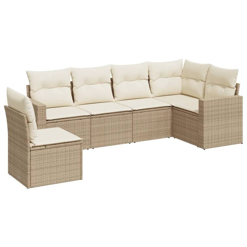 vidaXL Garden Sofa Set Beige PE rattan, powder-coated steel, polyester, foam - 93.5 x 50.2 x 33.5