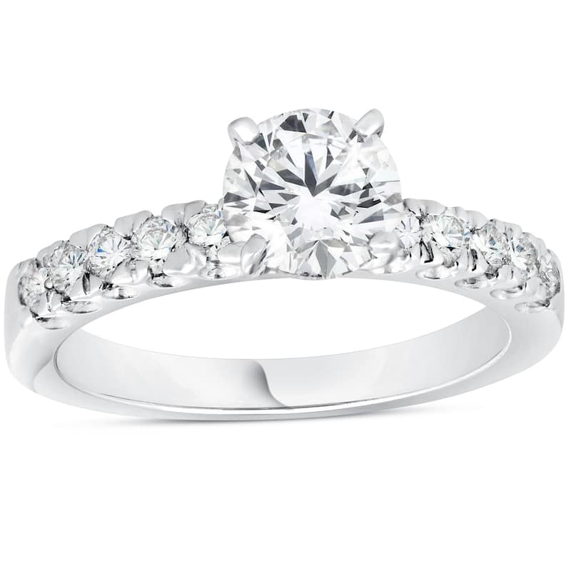 1.90ct Pave Diamond Engagement Ring White Gold Lab Grown