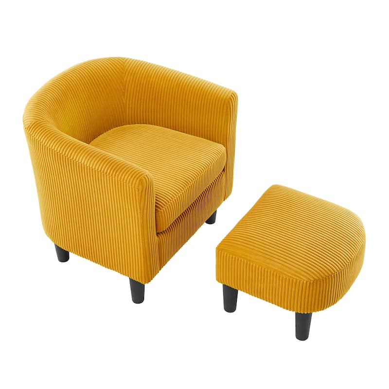 26.38" Corduroy Arm Chair with Ottoman