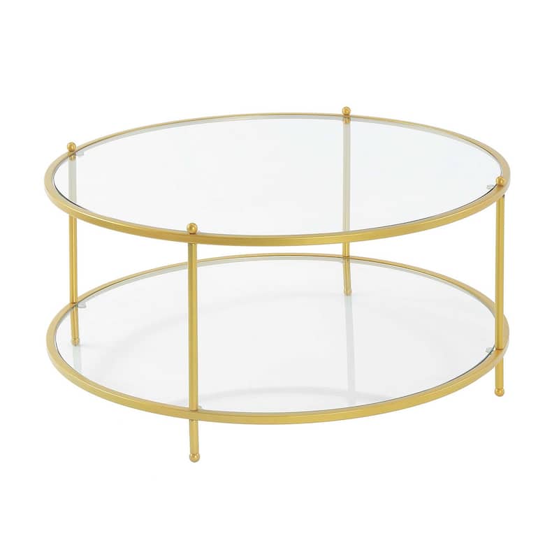 Convenience Concepts Royal Crest 2 Tier Round Glass Coffee Table