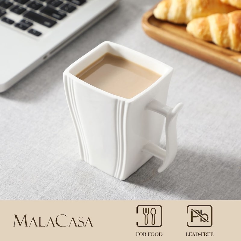MALACASA Flora Porcelain Square 6-Piece Coffee Cup 7Oz.