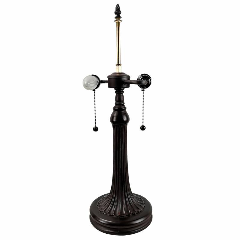 HomeRoots 23" Stained Glass Two Light Jeweled Flowery Accent Table Lamp - 21 x 24 x 12