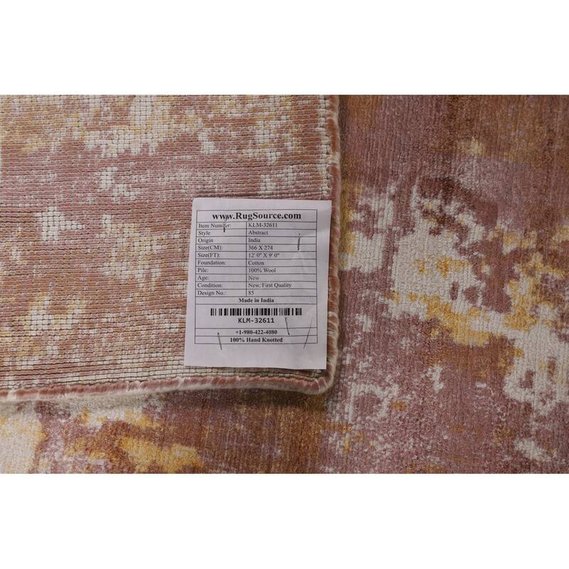 All-Over Contemporary Abstract Area Rug Hand-Knotted Wool Carpet - 9'0" X 12'0"