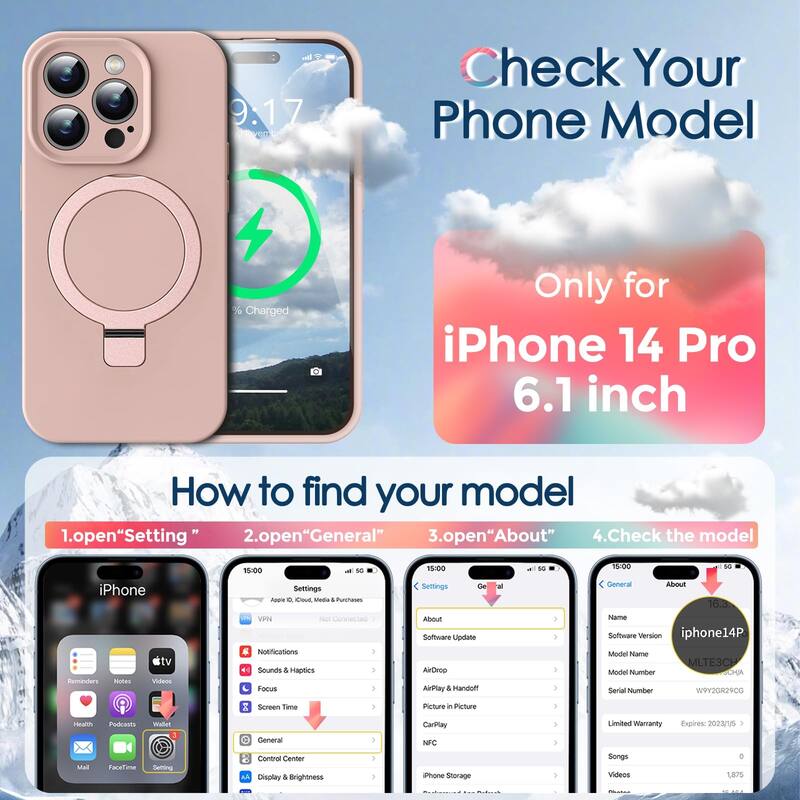 6.1 inch iPhone 14 Pro Case, Liquid Silicone Moisturizing Factor Extreme Soft Slim Phone Case with Stand Compatible with MagSafe