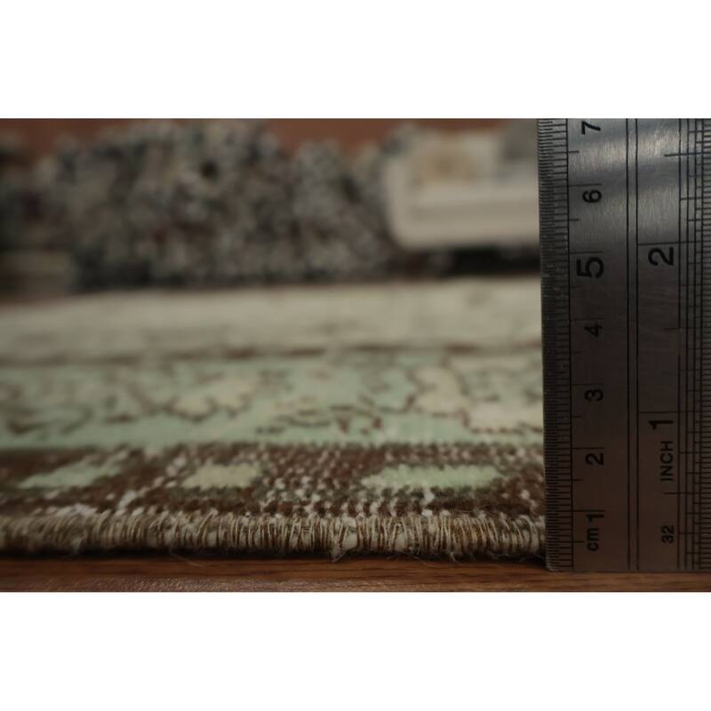 Hand Knotted Oriental 100% Wool Carpet Transitional Floral Green Anatolian Area Rug - 9' 4'' X 5' 2''
