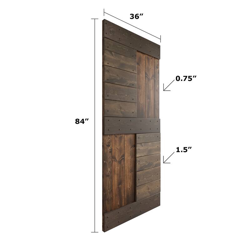 Coast Sequoia 24in./30in./36in./42in. x 84in. S Series Multi-Color Pine Wood Sliding Barn Door With Hardware Kit