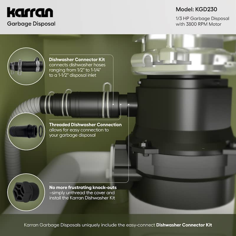 Karran USA KGD230 5/16 HP Continuous Garbage Disposal