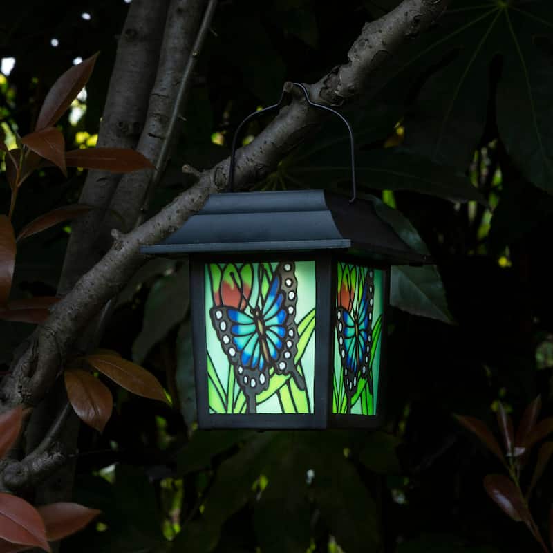 Glitzhome Set of 2 30"H Solar Lighted LED Post Light Garden Lamp - Black