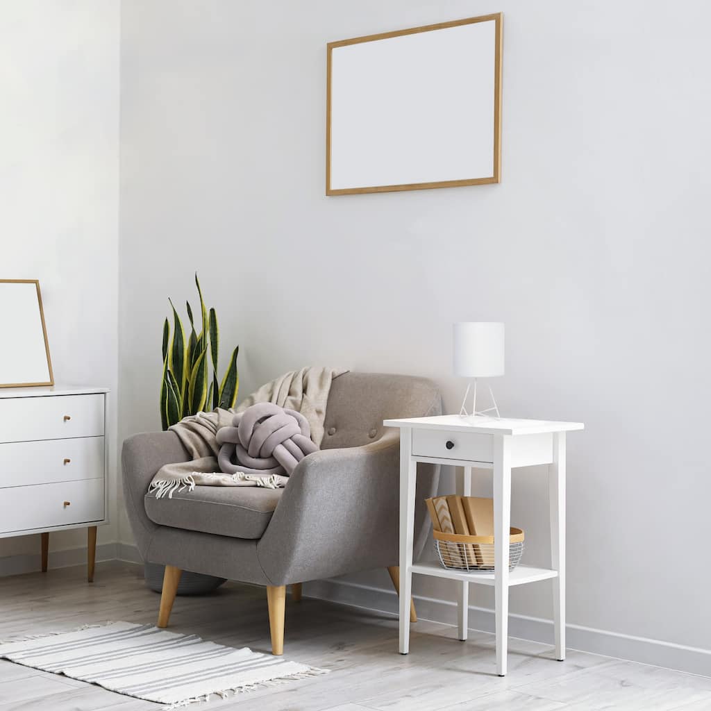 LED Open Wire Framed Table Lamp with Drum Shade - 14" - White