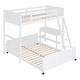 preview thumbnail 21 of 34, Pine Wood Bunk Bed with Desk and Drawers, Movable Lower Bed, Full-Length Guardrail