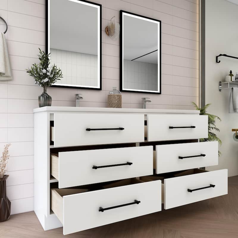 Victoria 60'' Free-standing Vanity with Double Reinforced Acrylic Sink - 59.5