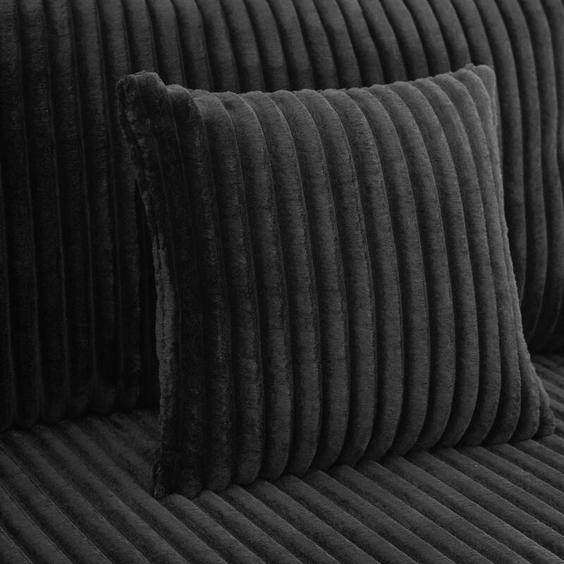 Corduroy Chaise Lounge Sofa Loveseat Sleeper Sofa with Adjustable Backrest, Cup Holders, Phone Holder and Dual Storage Armrest