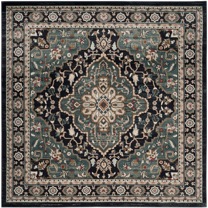 SAFAVIEH Lyndhurst Ledja Traditional Oriental Rug - 7' x 7' Square - Anthracite/Teal
