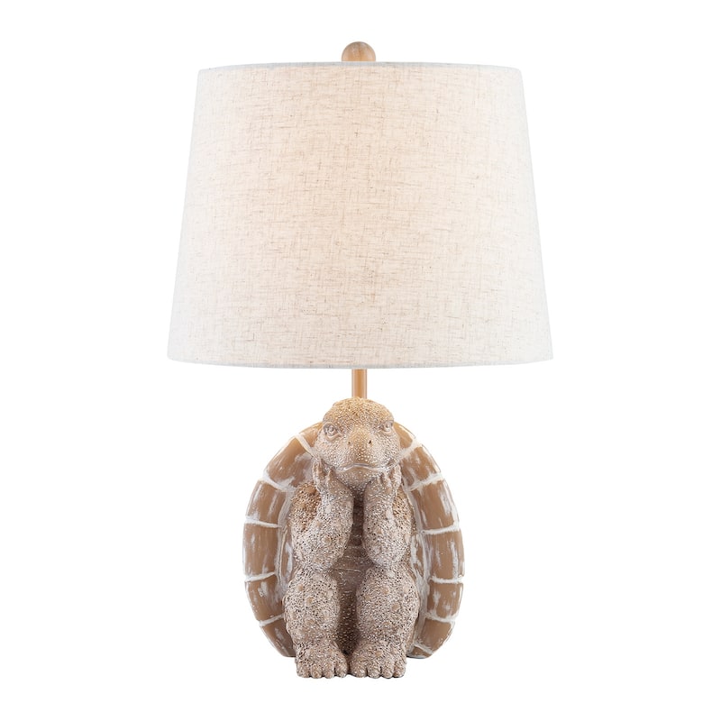 19.5" Brown Textured Resin Turtle Table Lamp - 12" x 12" x 19.5"