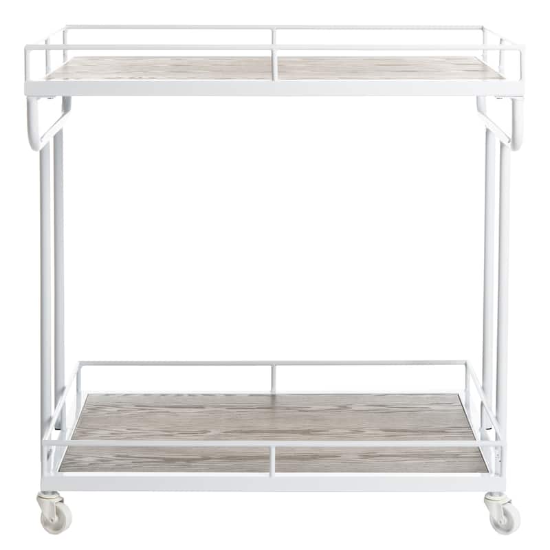 SAFAVIEH Dawson 2 Tier Rect Bar Cart-Rustic Oak / White - 32" x 21" x 32"
