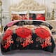 3-Piece Floral Printed Sherpa-Backing Reversible Comforter Set