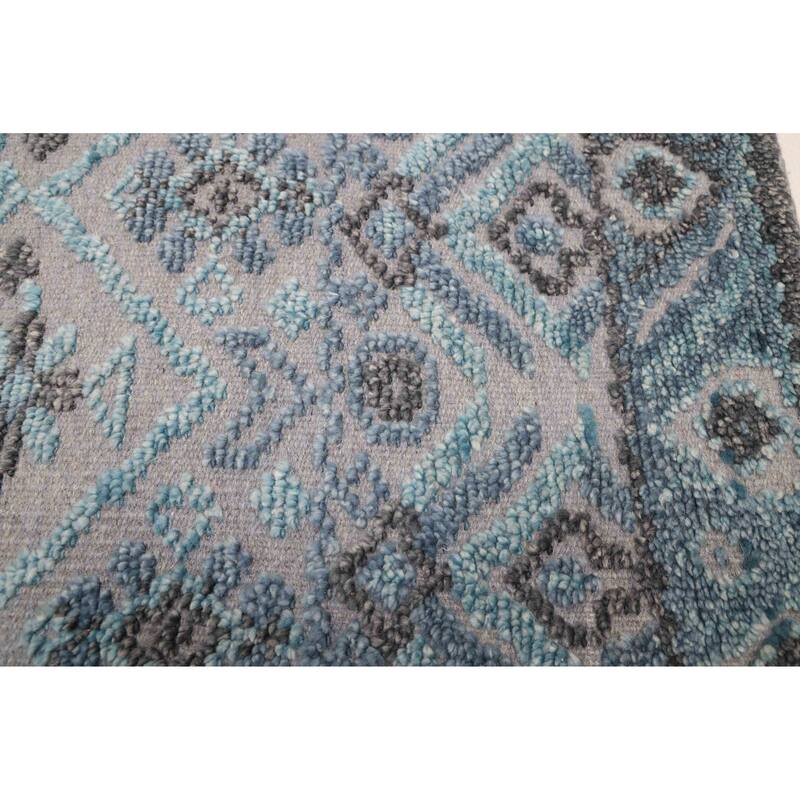 ECARPETGALLERY Hand-knotted Tangier Light Blue Wool Rug - 5'5 x 7'6