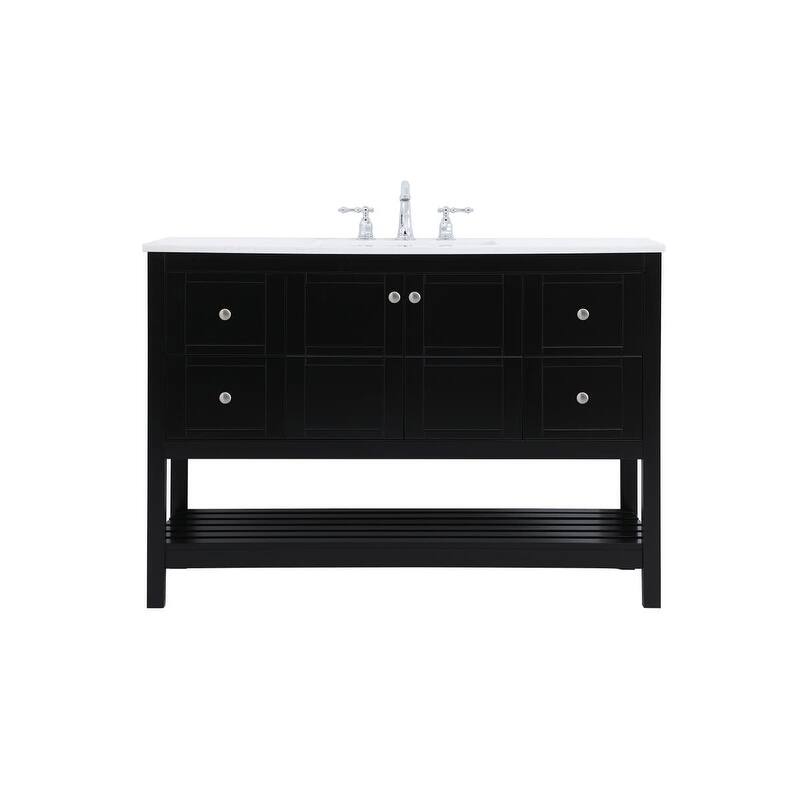 Elegant Lighting VF16448 Theo 48" Free Standing Single Basin Vanity - Black - Anthracite Finish