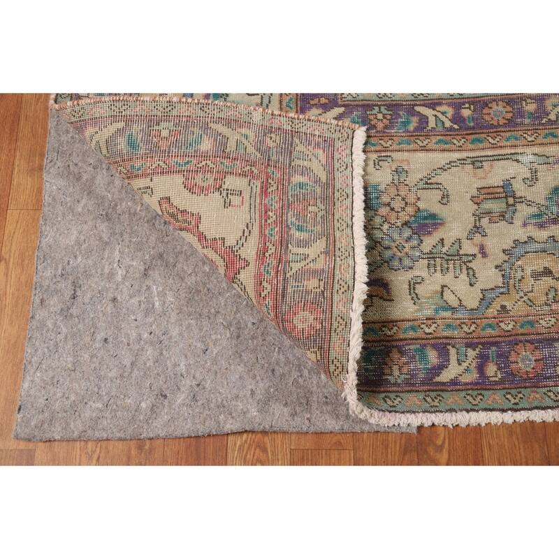 Vegetable Dye Tabriz Persian Vintage Area Rug Handmade Wool Carpet - 9'5" x 12'3"
