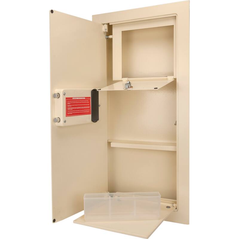 0.82 cubic ft left open beige biometric wall safe