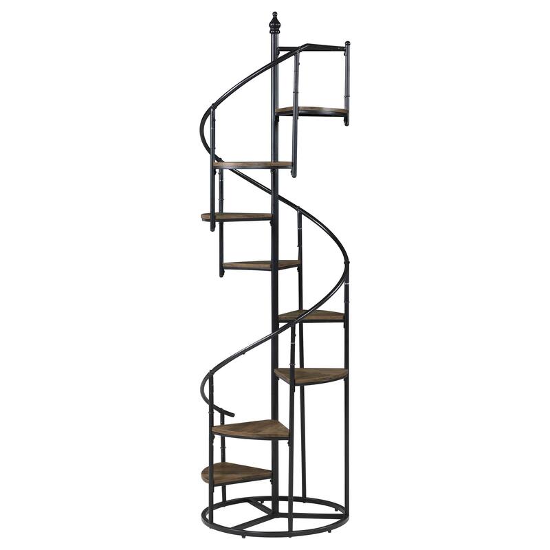 69-inch 8-shelf Staircase Bookshelf - Black,Brown