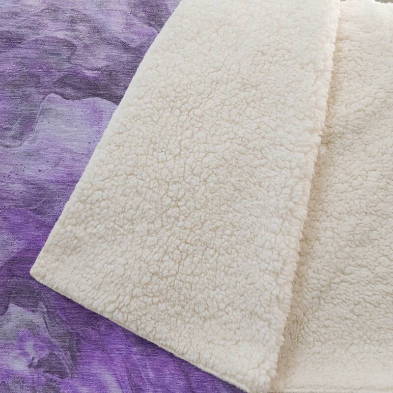 Premium Machine Washable Abstract Watercolor Sherpa Throw Blanket