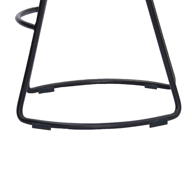 Ela 30 Inch Mango Wood Bar Stool, Saddle Seat, Iron Frame Brown and Black