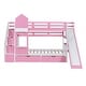 preview thumbnail 4 of 17, Traditional Castle Style Twin Over Twin Bunk Bed with Slide,2 Drawers Under-Bed and Storage Staircase