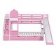 preview thumbnail 4 of 64, Twin over Twin Size Solid Wood Castle Style Bunk Bed with 2 Drawers 3 Shelves and Slide for Kids, Bedroom