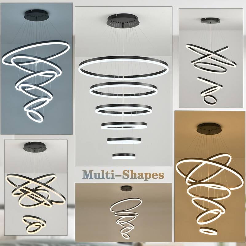 Modern Led Chandelier 6 Rings Chandelier round Chandelier high ceiling - 31.5in*23.6in*19.7in*15.7in*11.8in*7.9in