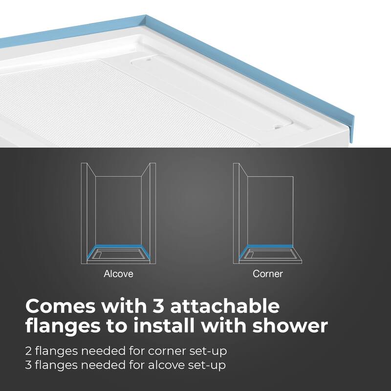 OVE Breeze Pivot Corner Frameless Pivot Shower Door Kit with Base Pan