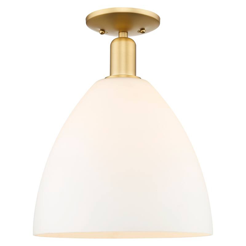 Innovations Lighting Endless Possibilities Arcadia - Bristol - 1 Light 12" Semi-Flush Mount - Satin Gold/Matte White